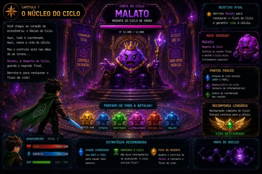 Imagem O-FADH₂-é-coletado-enquanto-Malato-restaura-Oxaloacetato-e-prepara-um-novo-ciclo